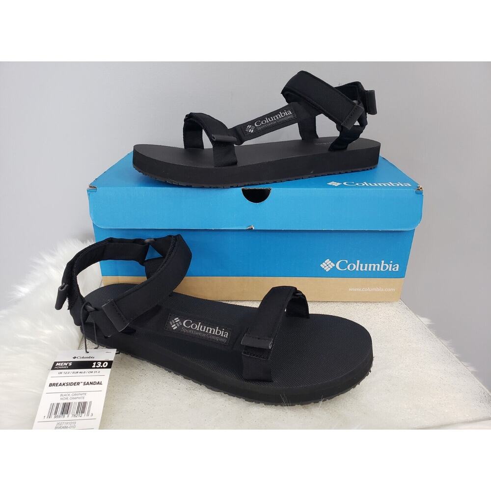 NEW Columbia Size 13 Breaksider Hiking Walking‎ Ankle Strap SOLID BLACK Sandal